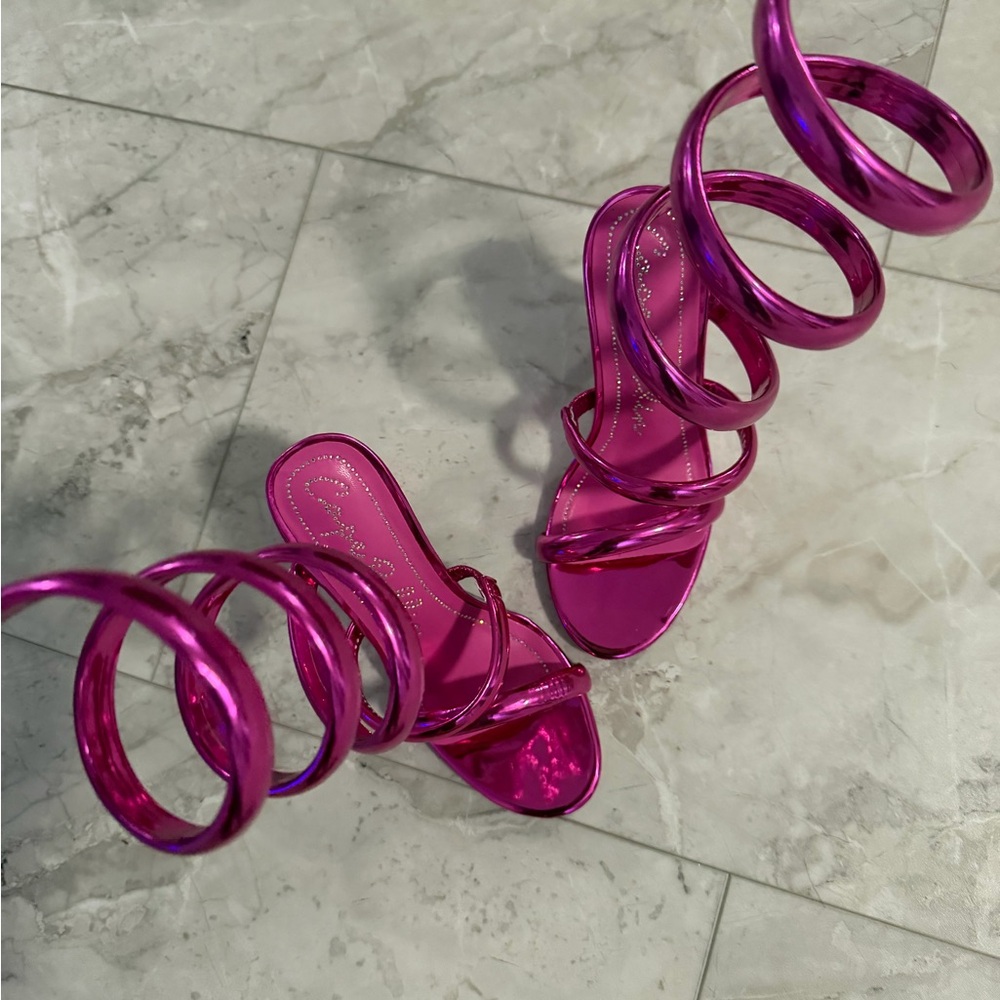 Cape Robbin Metallic Pink Wrap Around Heels - Picture 4 of 6